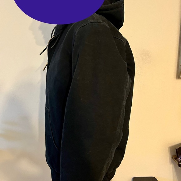 Carhartt Men's Quilted Flannel Lined Duck Active Jacket Men’s Medium Black - Picture 3 of 4